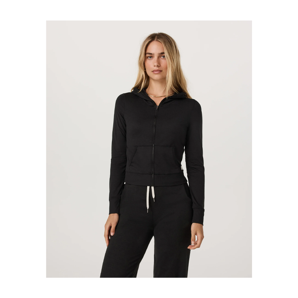 Vuori Women's Halo Mini Full Zip Hoodie Black Heather