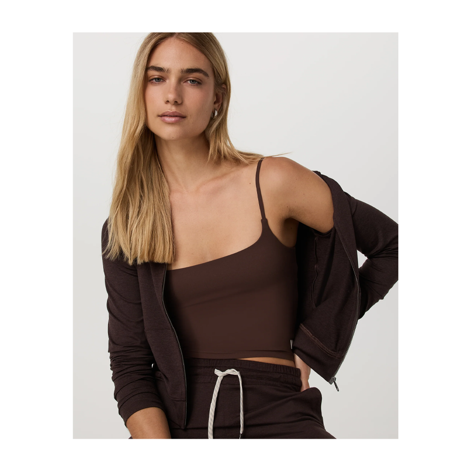 Vuori Women's Halo Mini Full Zip Hoodie Java Heather