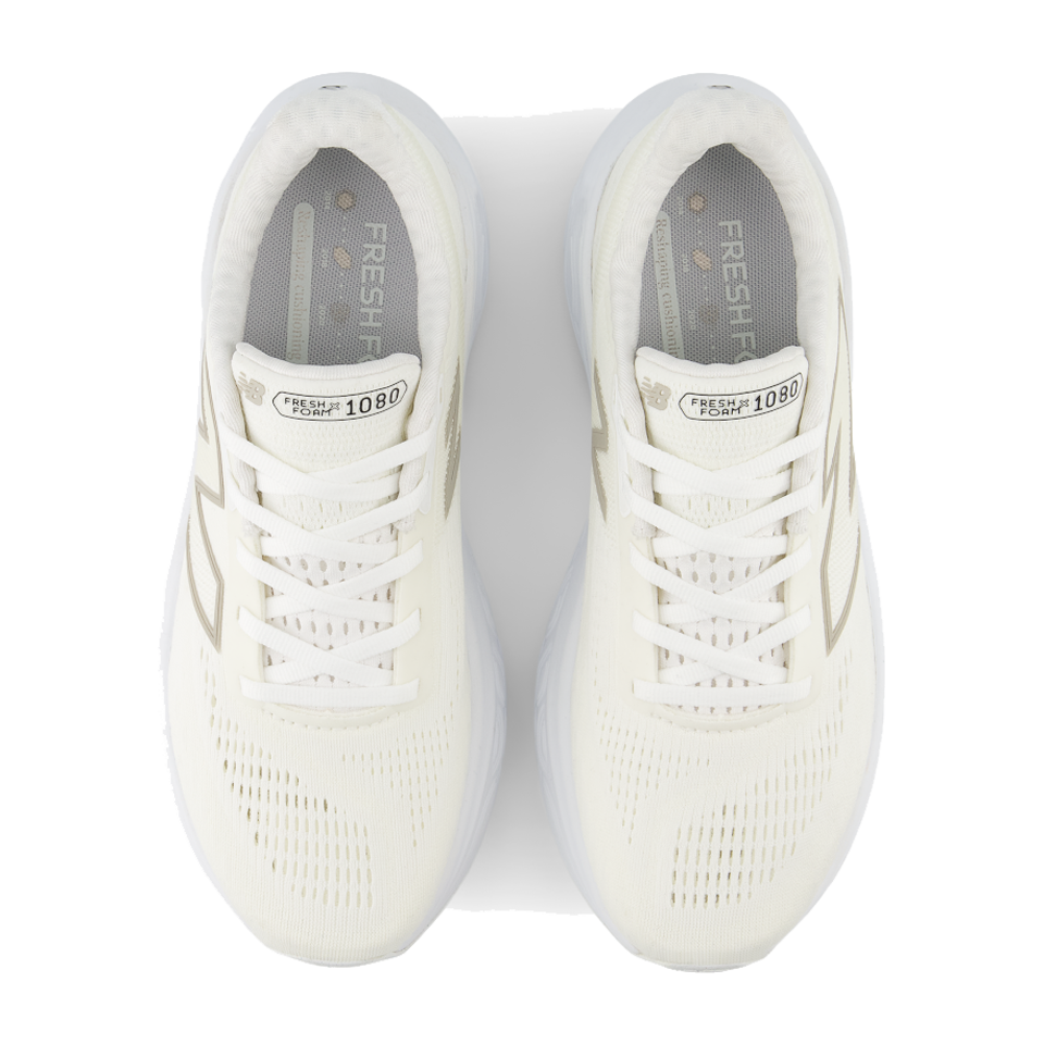 New Balance Women's Fresh Foam X 1080 v14 White/Light Gold Metallic/Sea Salt