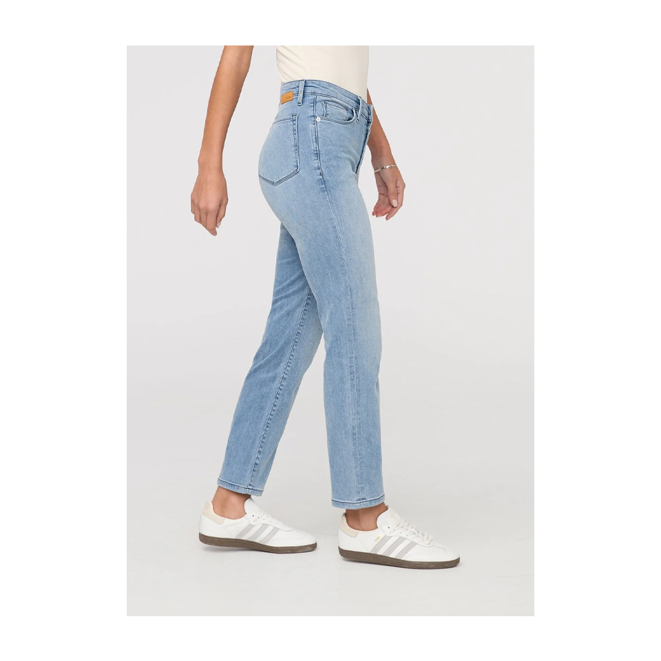DUER Women's No Sweat Denim High Rise Slim Straight Mystic Blue