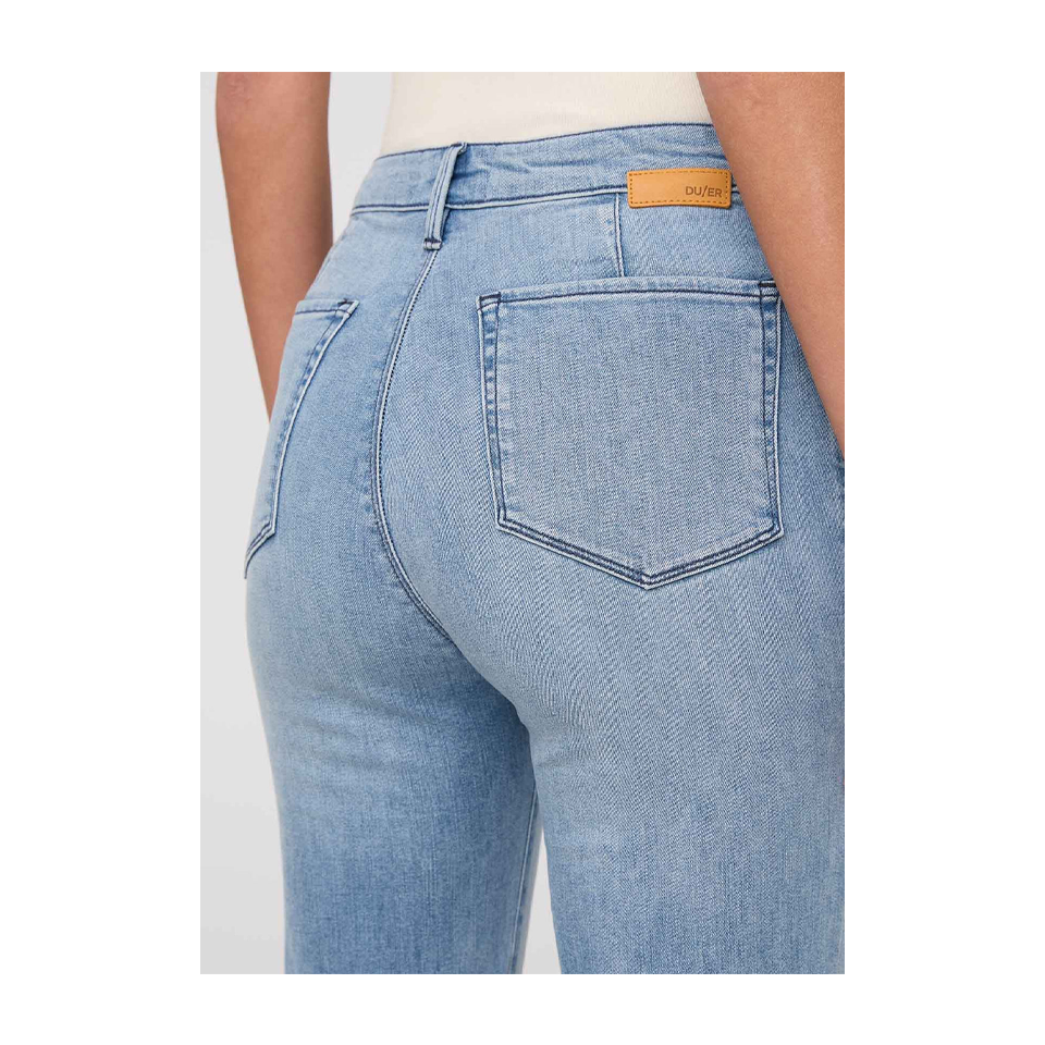 DUER Women's No Sweat Denim High Rise Slim Straight Mystic Blue