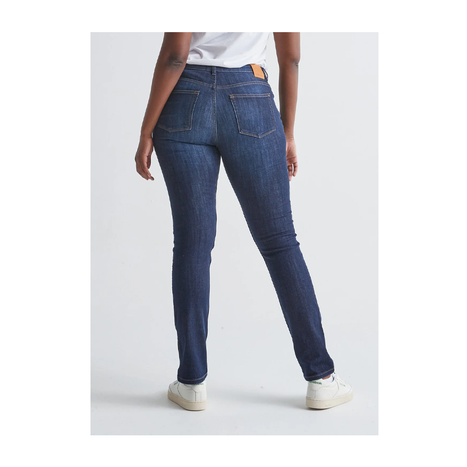 DUER Women's Performance Denim Mid Rise Slim Straight Dark Stone