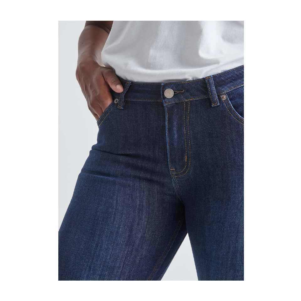 DUER Women's Performance Denim Mid Rise Slim Straight Dark Stone