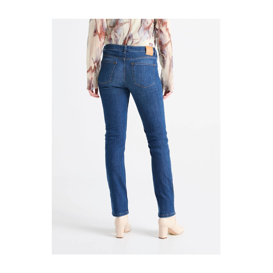 DUER Women's Performance Denim Mid Rise Slim Straight Aged Medium Stone