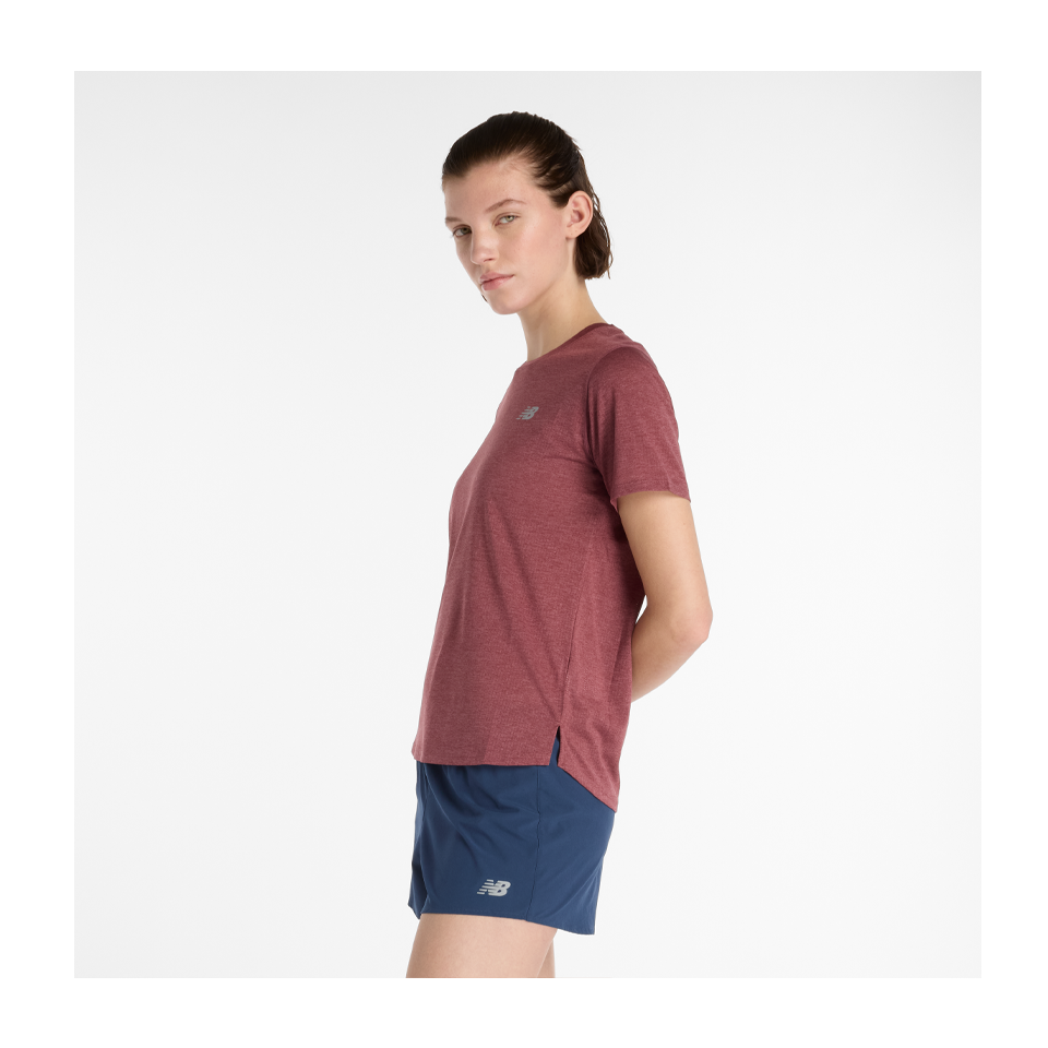 New Balance Women's Athletics T-Shirt Wash Burgundy Heather