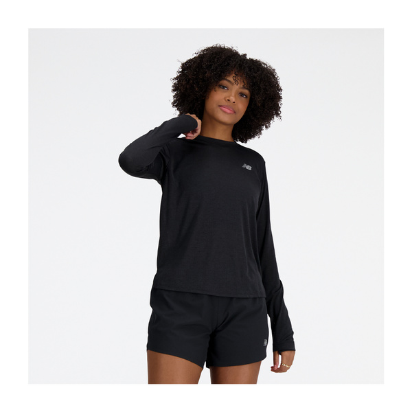 New Balance Women's Athletics Long Sleeve Black Heather - Play