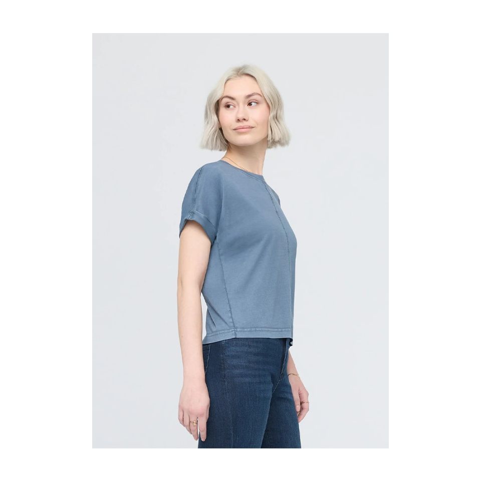 DUER Women's PurePima Vintage Dolman Tee Washed Stone Blue