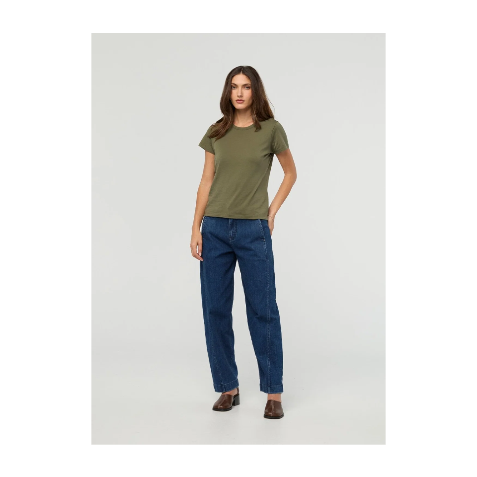DUER Women's PurePima Slim Crew Kelp