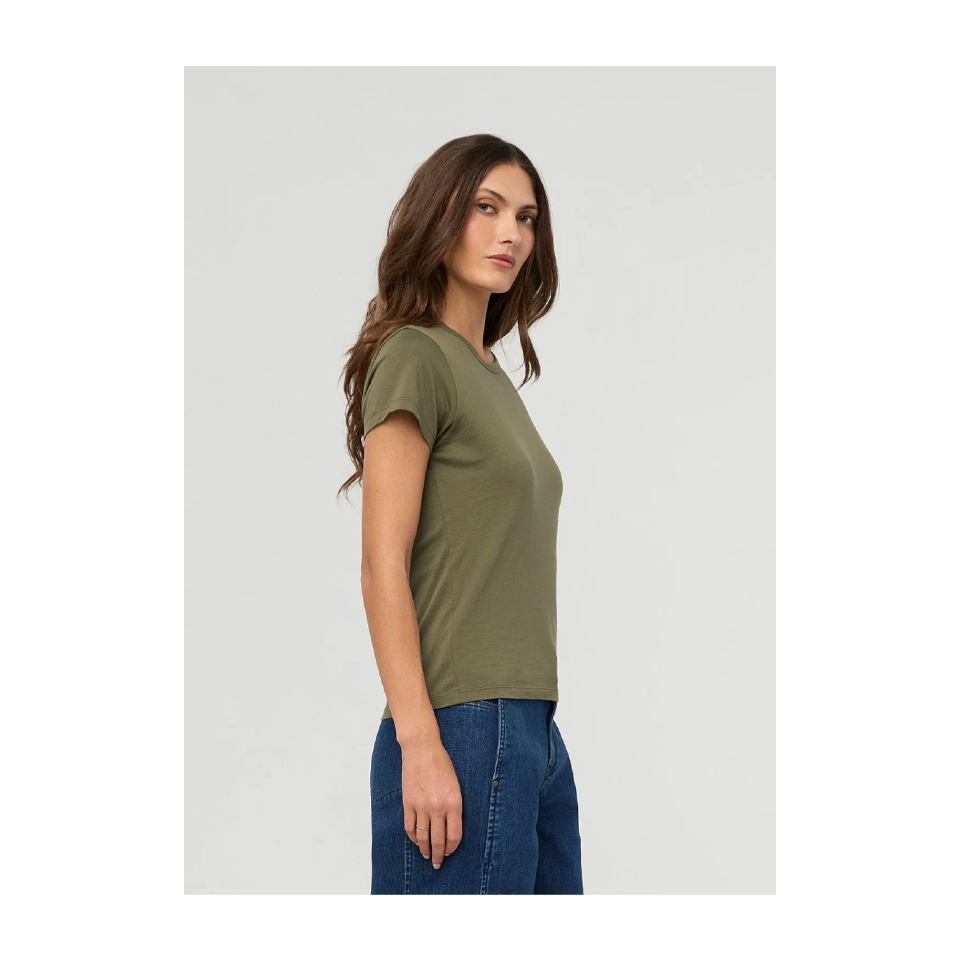 DUER Women's PurePima Slim Crew Kelp