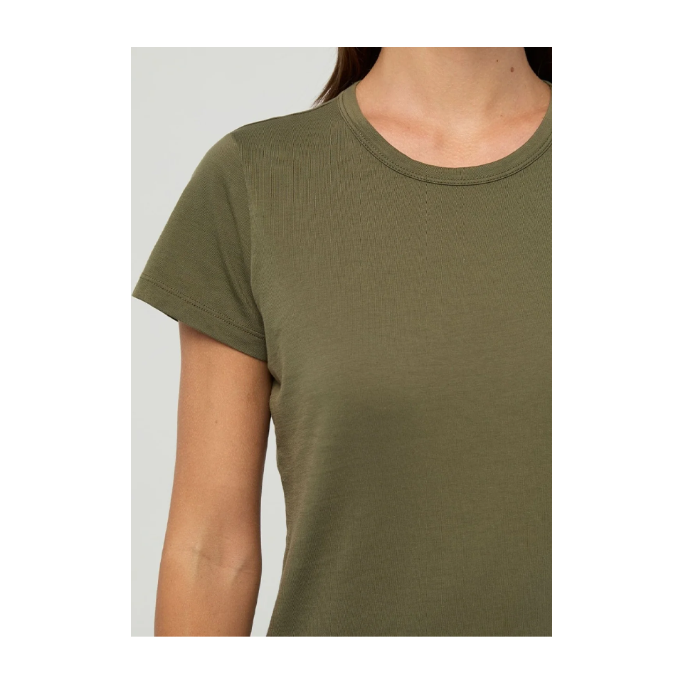 DUER Women's PurePima Slim Crew Kelp