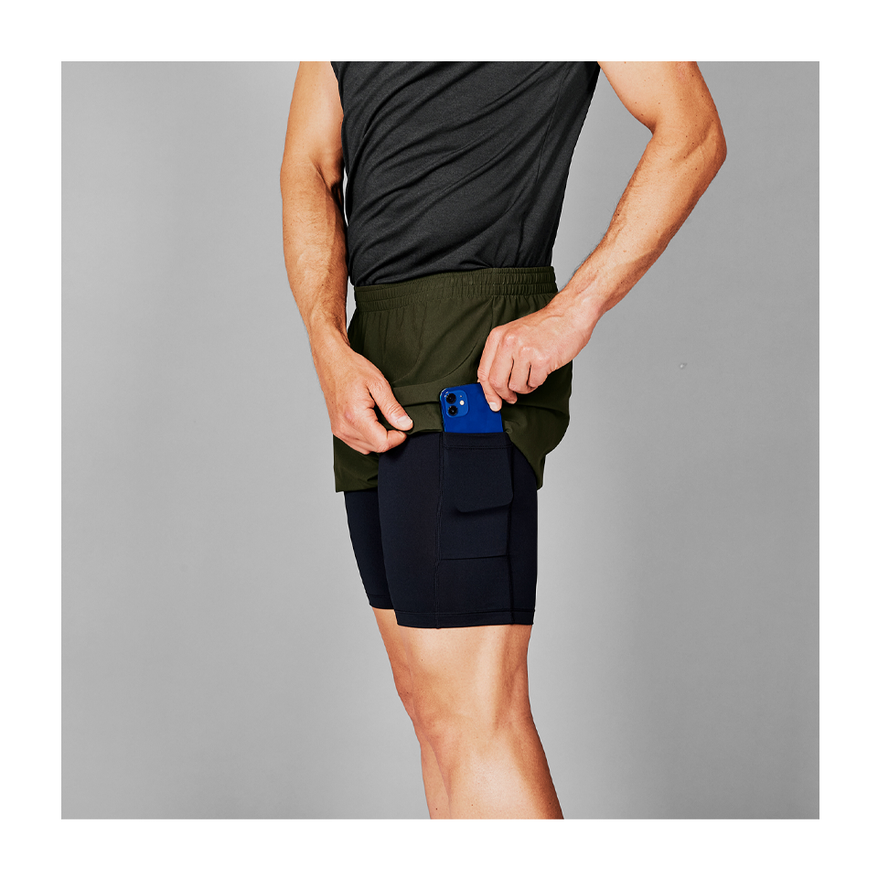 SAYSKY Men's 2 In 1 Pace Shorts 5'' Green