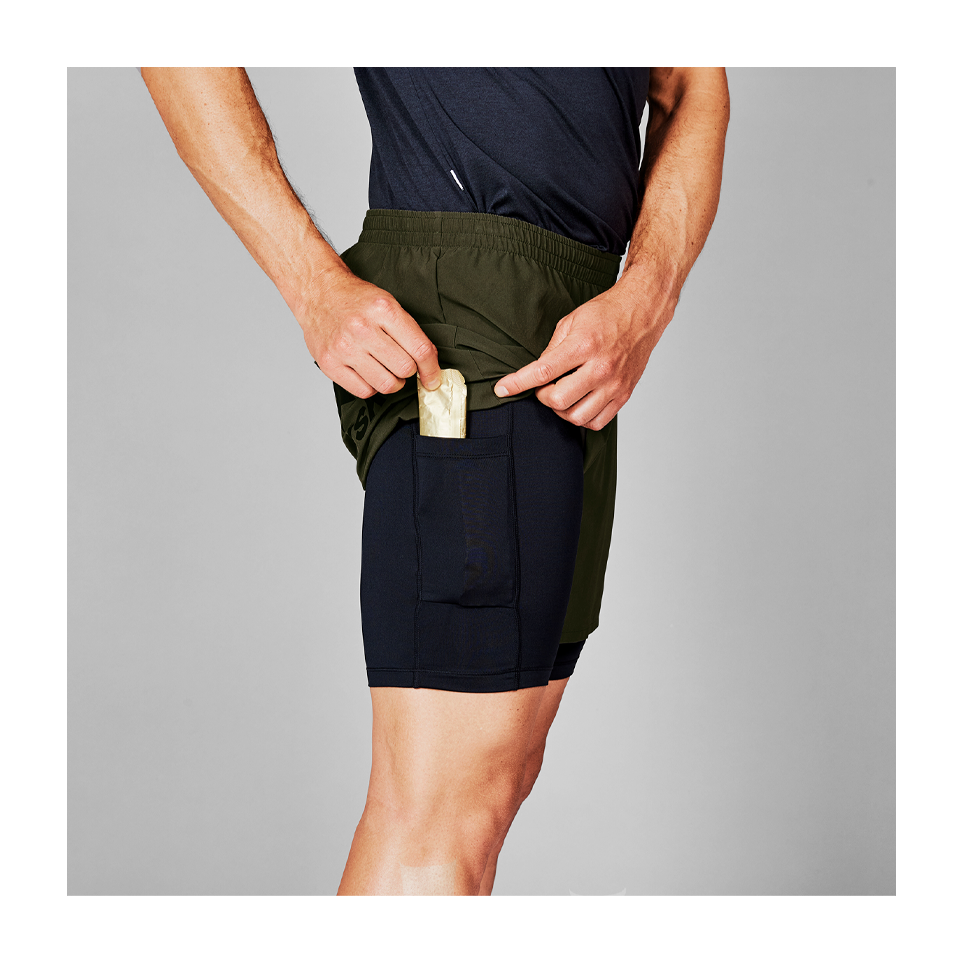 SAYSKY Men's 2 In 1 Pace Shorts 5'' Green