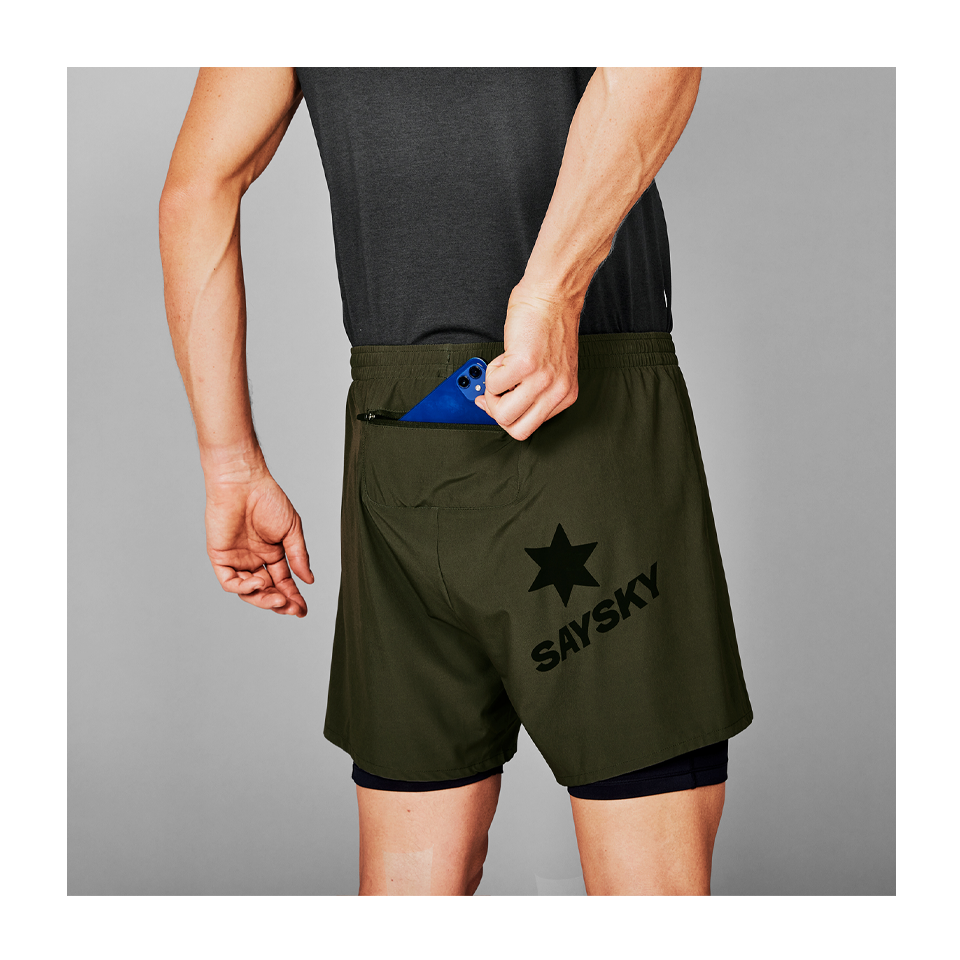 SAYSKY Men's 2 In 1 Pace Shorts 5'' Green