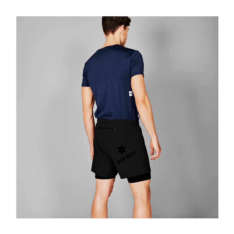 SAYSKY Men's 2 In 1 Pace Shorts 5'' Black