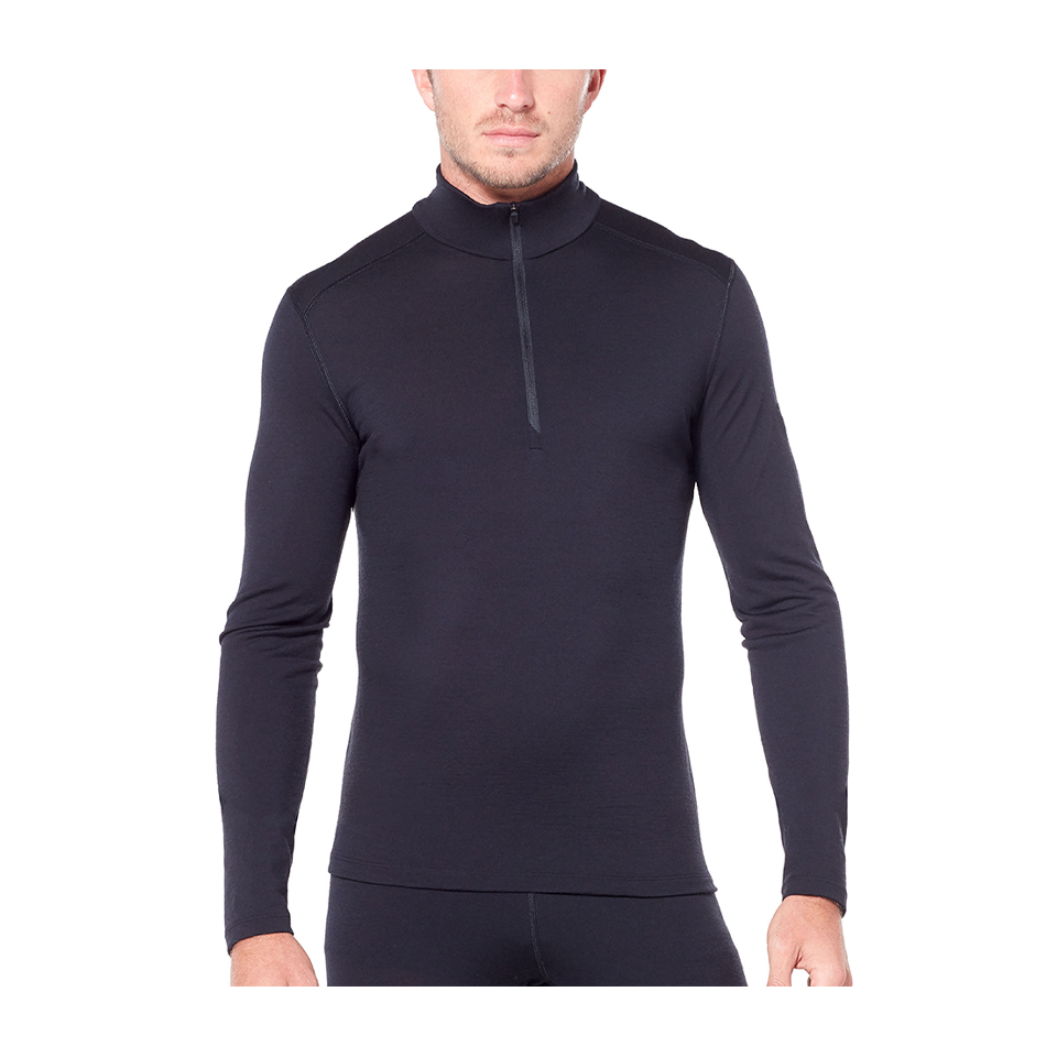 Icebreaker Men's Merino 200 Oasis Long Sleeve Half Zip Thermal Top Black