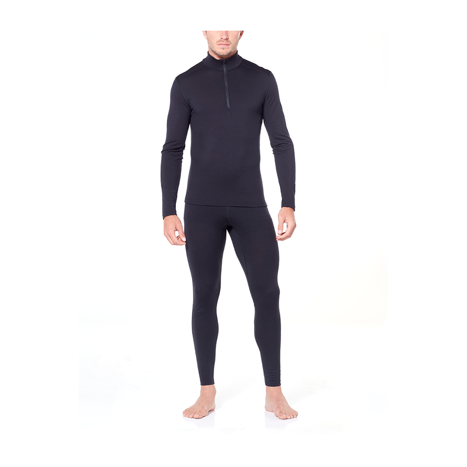 Icebreaker Men's Merino 200 Oasis Long Sleeve Half Zip Thermal Top Black