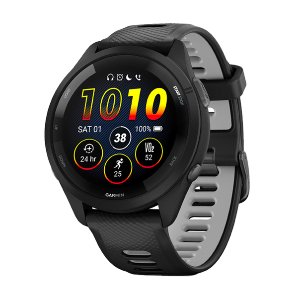 Garmin Forerunner 265 Black Bezel and Case with Black/Powder Gray Silicone Band