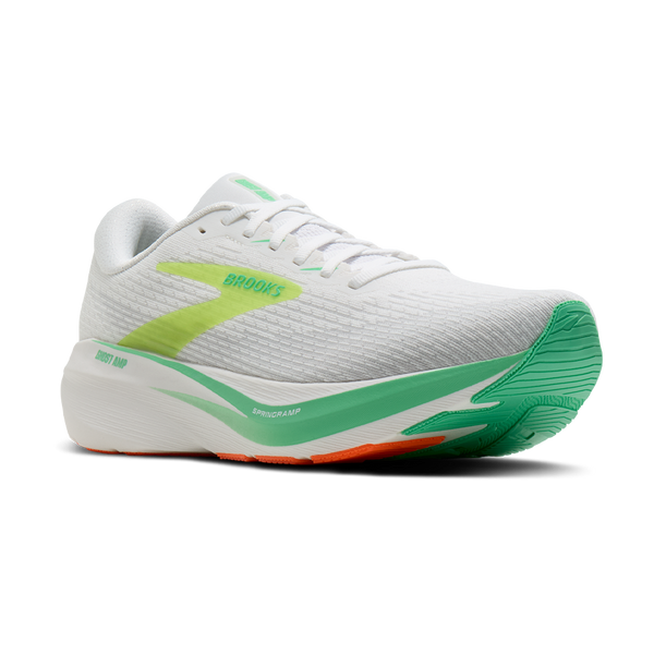 Brooks Men's Ghost Amp White/Paradise Green/Nightlife