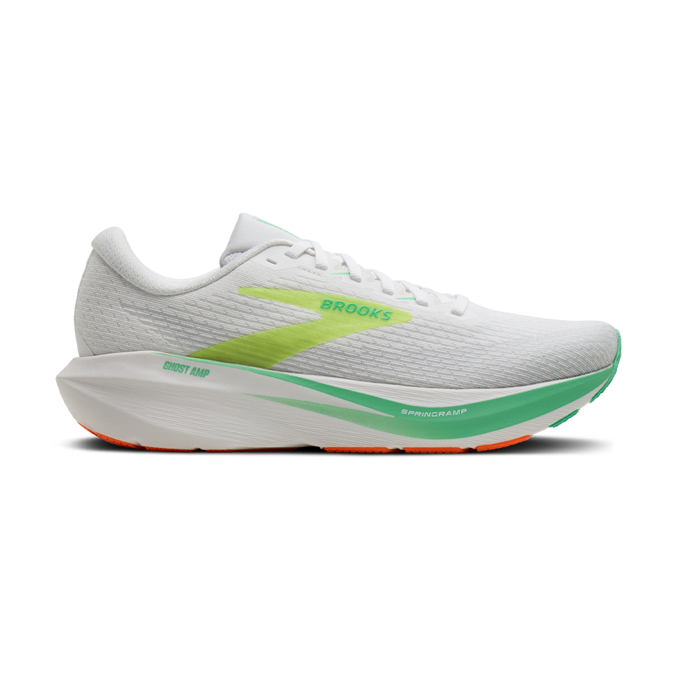 Brooks Men's Ghost Amp White/Paradise Green/Nightlife