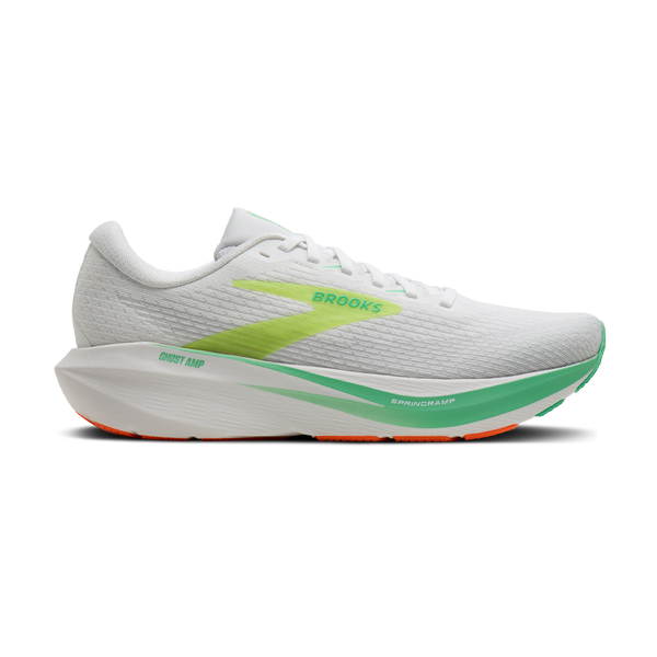 Brooks Men's Ghost Amp White/Paradise Green/Nightlife