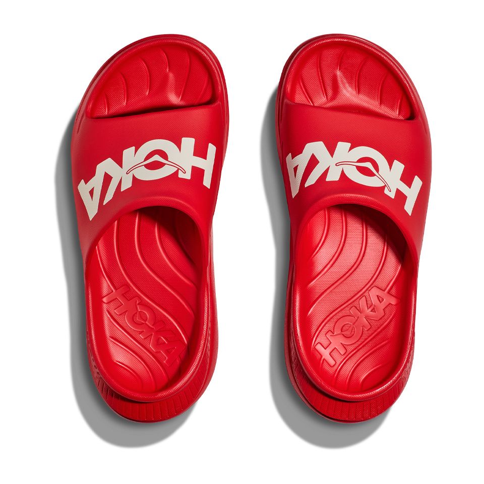 HOKA All Gender Ora Athletic Slide Vermillion/White