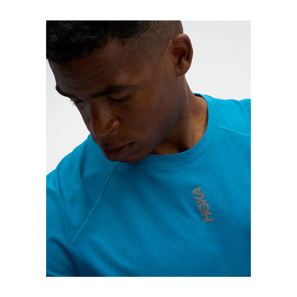 HOKA Men's EveryRun Short Sleeve Night Glow Blue