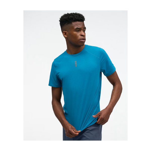 HOKA Men's EveryRun Short Sleeve Night Glow Blue