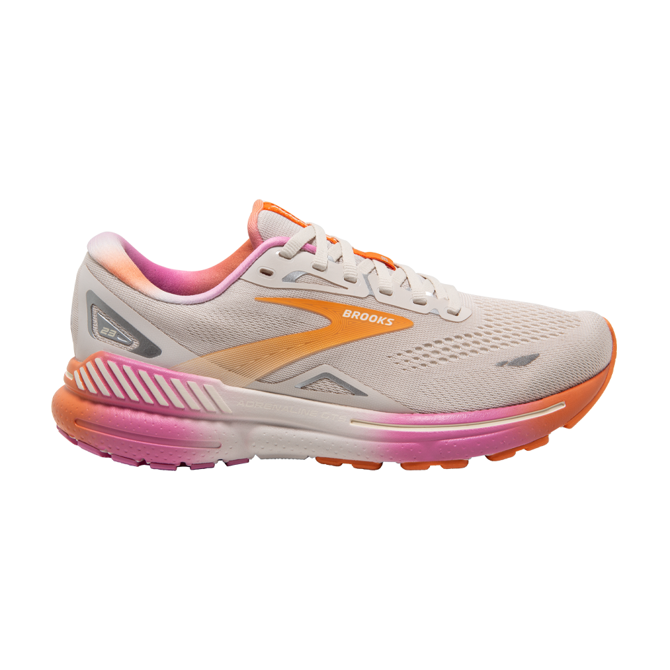 Brooks Women's Adrenaline GTS 23 B Width Sand/Sunset/Fuchsia