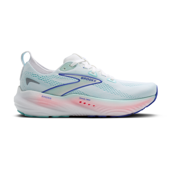 Brooks Women's Glycerin 22 B Width White/Limpet Shell/Amparo Blue