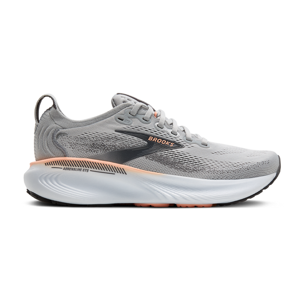 Brooks Women's Adrenaline GTS 25 B Width Grey/Blackened Pearl/Coral