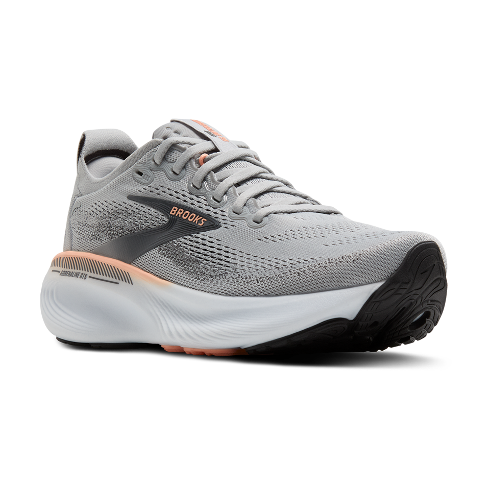 Brooks Women's Adrenaline GTS 25 D Width Grey/Blackened Pearl/Coral Secondary image