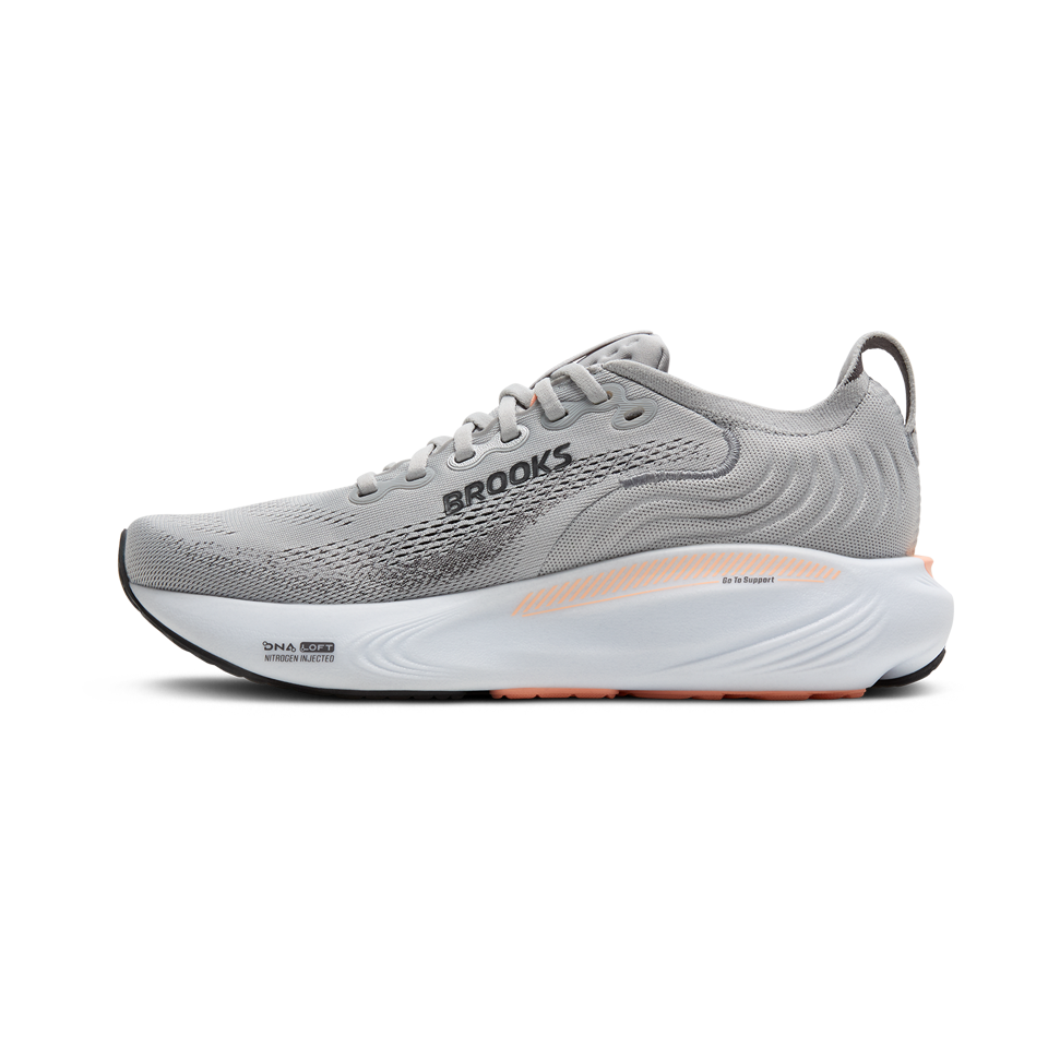 Brooks Women's Adrenaline GTS 25 B Width Grey/Blackened Pearl/Coral