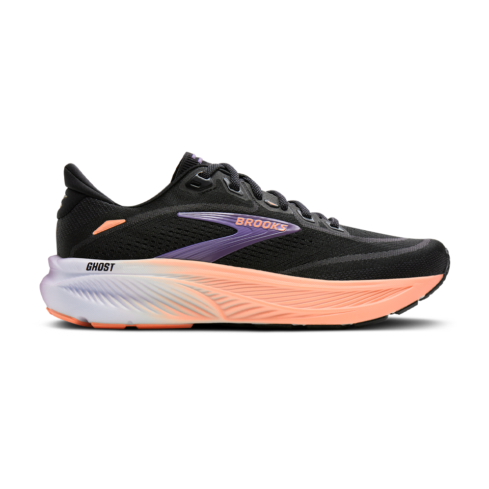 Brooks Women's Ghost 18 B Width Black/Mulled Grape/Peach Main image