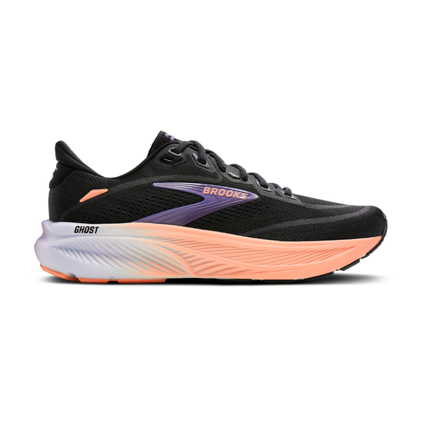 Brooks Women's Ghost 18 B Width Black/Mulled Grape/Peach