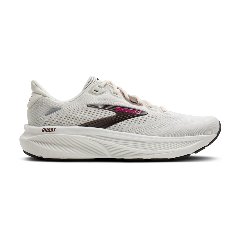 Brooks Women's Ghost 18 B Width Coconut/Coffee/Fuchsia Main image