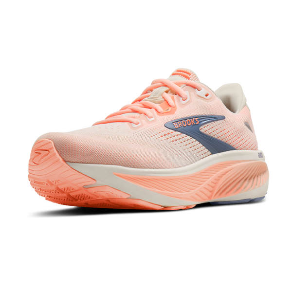 Brooks Women's Ghost 18 D Width Star White/Cyber Peach/Grey