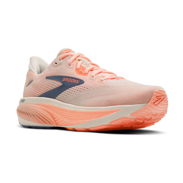 Brooks Women's Ghost 18 B Width Star White/Cyber Peach/Grey