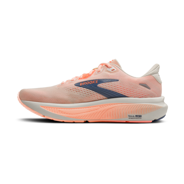 Brooks Women's Ghost 18 D Width Star White/Cyber Peach/Grey