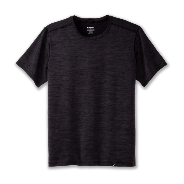 Brooks Men's Luxe Short Sleeve Heather Deep Black