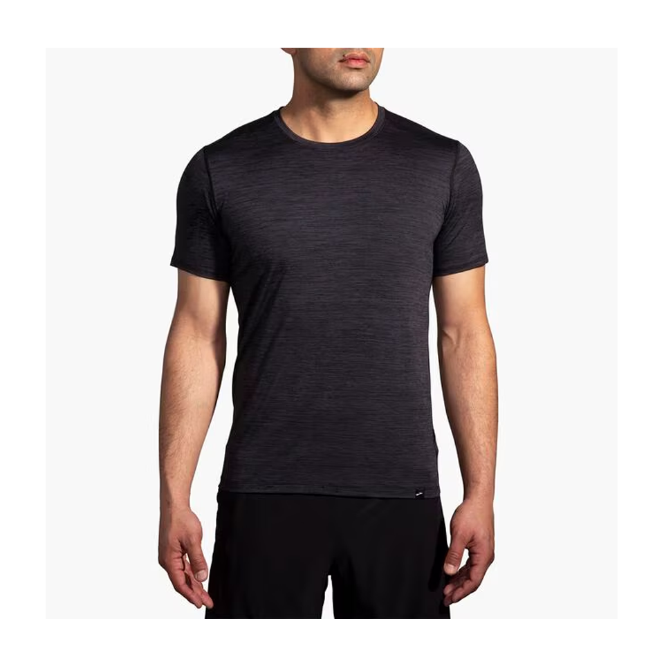 Brooks Men's Luxe Short Sleeve Heather Deep Black