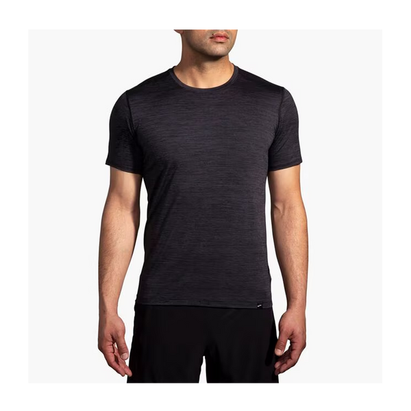 Brooks Men's Luxe Short Sleeve Heather Deep Black