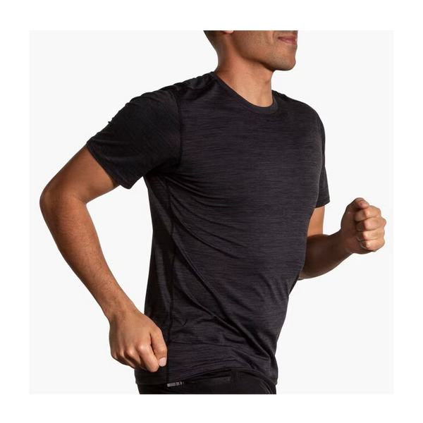 Brooks Men's Luxe Short Sleeve Heather Deep Black