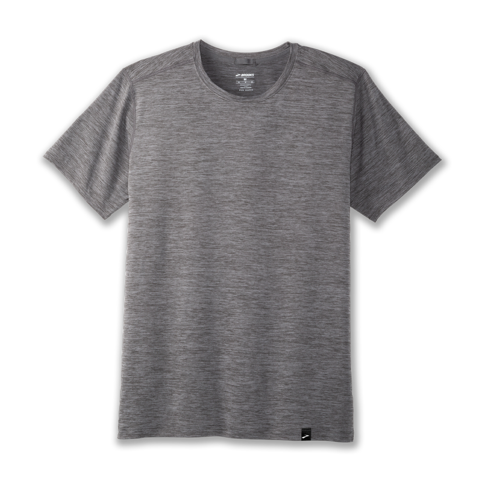 Brooks Men's Luxe Short Sleeve Heather Charcoal