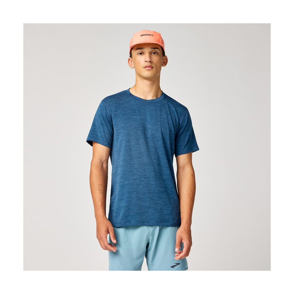 Brooks Men's Luxe Short Sleeve Heather Indigo Main image