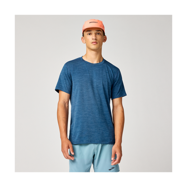 Brooks Men's Luxe Short Sleeve Heather Indigo