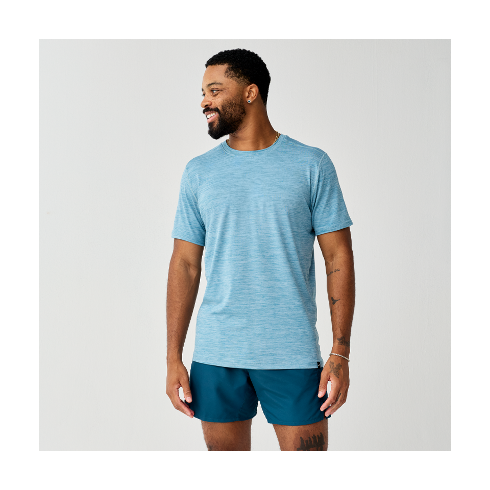 Brooks Men's Luxe Short Sleeve Heather Blue Haze Main image