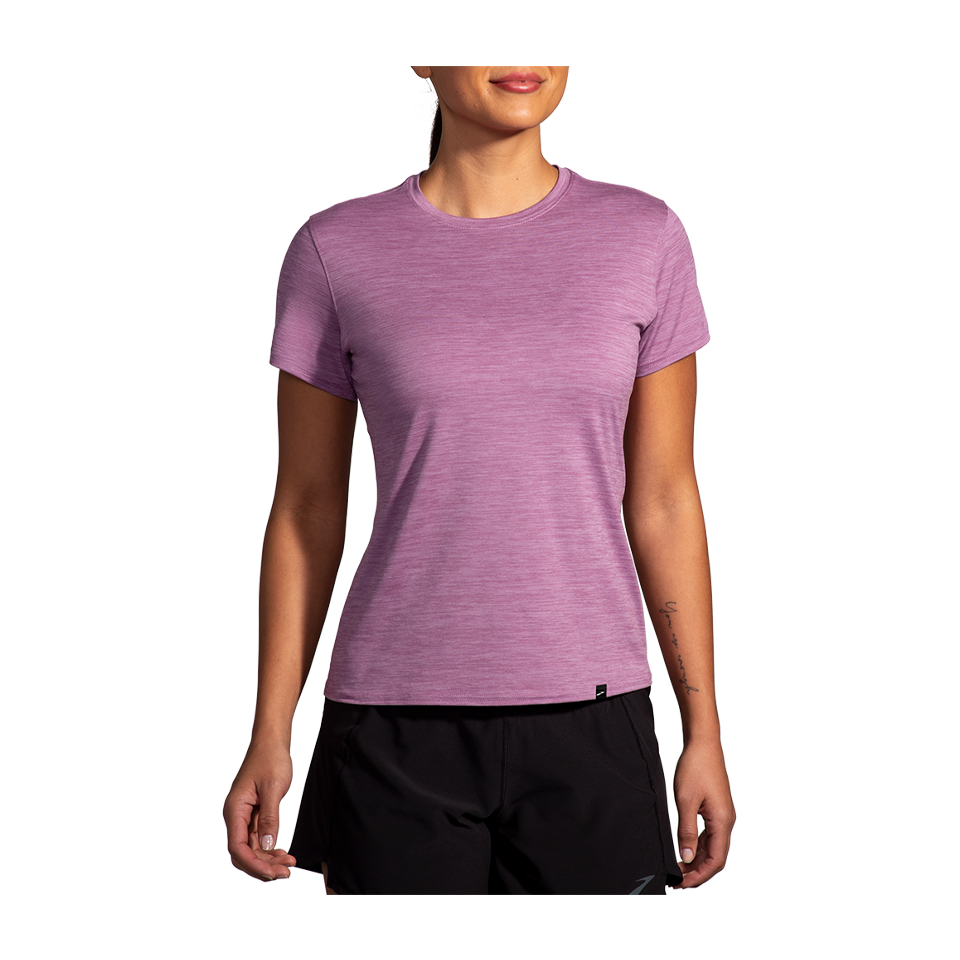 Brooks Women's Luxe Short Sleeve Heather Washed Plum