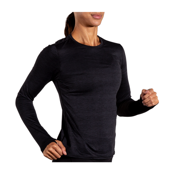 Brooks Women's Luxe Long Sleeve Heather Deep Black