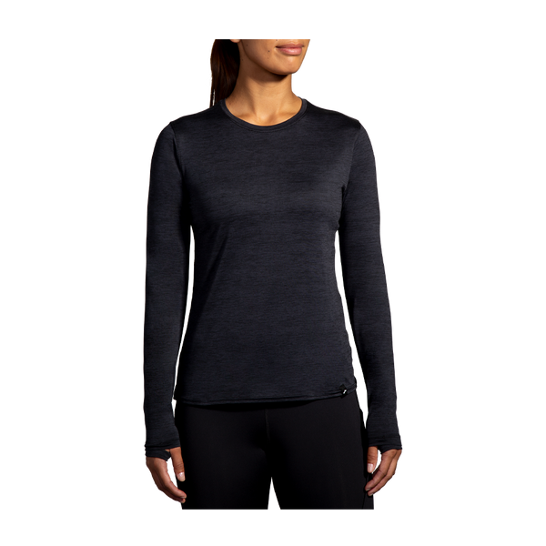 Brooks Women's Luxe Long Sleeve Heather Deep Black