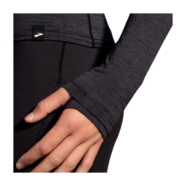 Brooks Women's Luxe Long Sleeve Heather Deep Black
